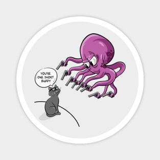 Funny cat and octopuss cartoon Magnet